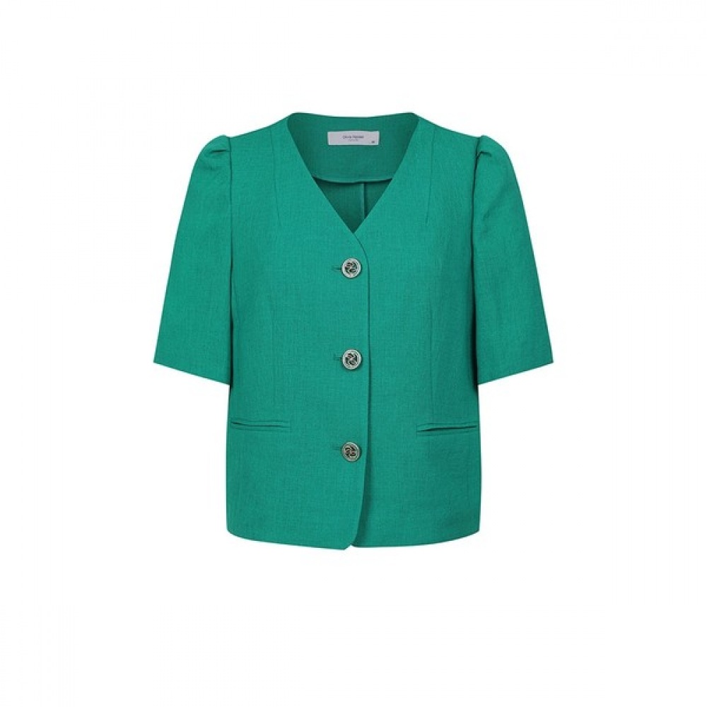 [オリビアハスラー] グリーンウィメンズクロップドパフジャケットOHCMJK202