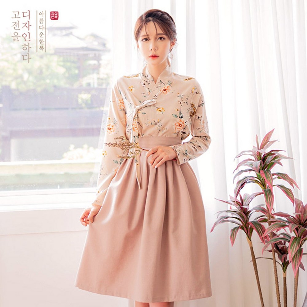 暮らし韓服セットハナリズム低輪+ハンライトベージュウエストスカート