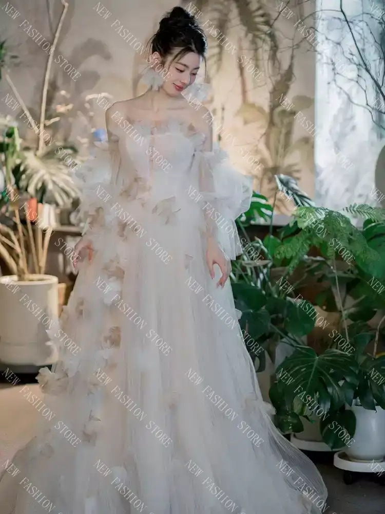 フランス式ウェディングドレス新型ワンショルダーシンプルウェディングドレスワンピース-80