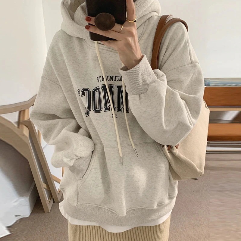 人气新作パーカー ベルベット フード付き スウェット レディース 新作 ルーズ 手紙 プリント ファッション スデント ジャケット 長袖 トップス 韓国