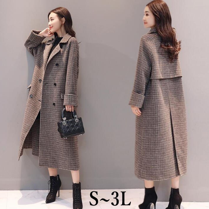 チェスターコート グレンチェック コート　チェック アウター コート ロング　ロングコート レディース オシャレ レディース　ゆったり　大きいサイズ　秋冬　S Ｍ　L　LL　3L 7,377円