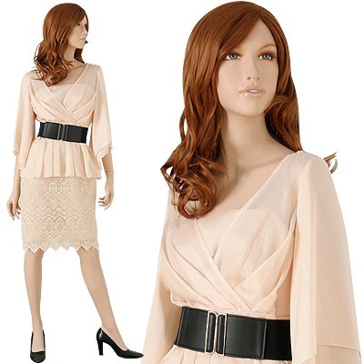 ベージュ レディース ワンピース ドレス パーティードレス 11号 結婚式 ブライダル お呼ばれ服 パーティー 2次会 卒業式 入学式スーツママ 卒業式 入園式 卒園式