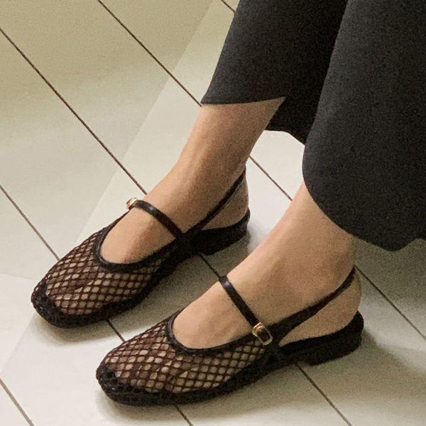 女性メッシュフラットサンダル_P402366733