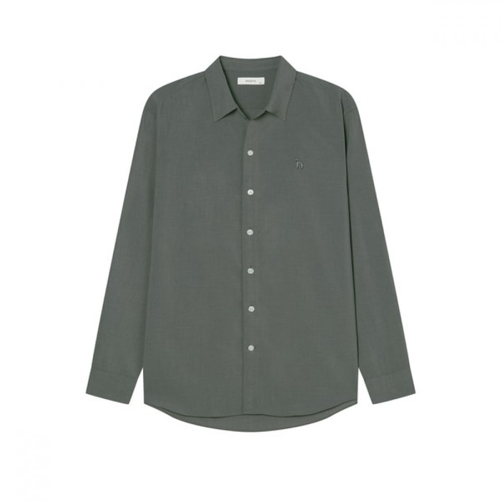 (ヘッジズ) 24SS カーキソリッドカラーロングスリーブカジュアルシャツ WHSH4B303K5