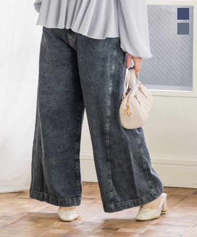 大きいサイズ レディース LL 3L 4L XL XXL XXXL ルーズワイドデニムパンツ