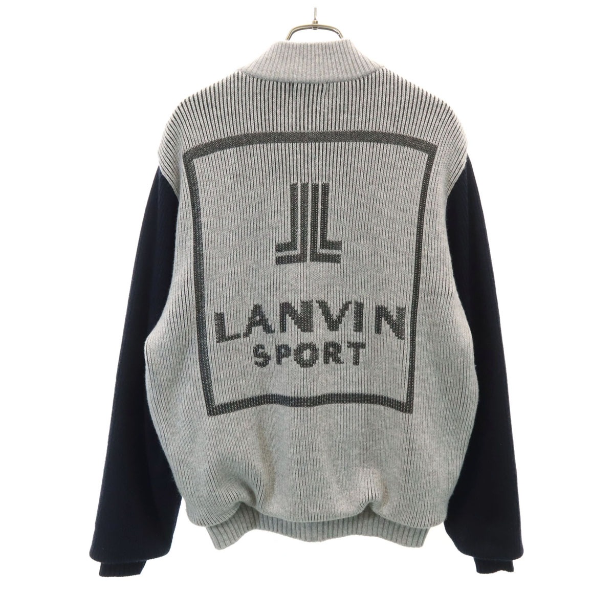 LANVIN SPORT ランバンスポール バックロゴ ニットジャケット 40 グレー メンズ 古着