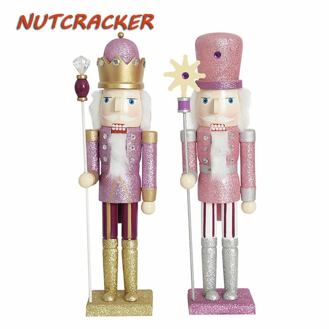 くるみ割り人形 置物 木製 兵士 国王人形 50cm クリスマス nutcracker 新築祝い ピンク 部屋 装飾 結婚式 子供 誕生日プレゼント