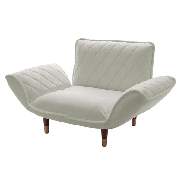 カウチ ソファー 約幅88127cm 1人掛け ダイヤモンドキルト グレー リクライニング スチールパイプ ポケットコイルスプリング