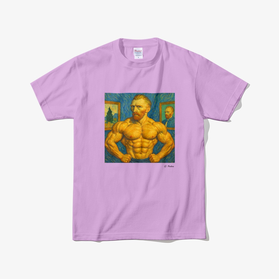 浴室の鏡に映った自分の体 ポドウグッズ ゴッホ 美術品 作品 ヘルス 運動 バルクアップ Tシャツ 韓国
