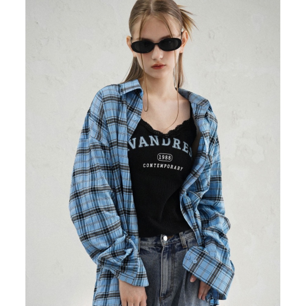 AVANDRESS レガシーオーバーフィットチェックシャツブルー