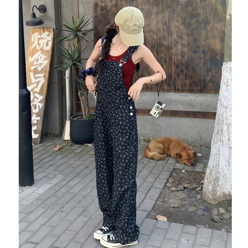 実際の撮影香港スタイルのレジャー印刷バックパックパンツ2024新しいレトロな気質ハイウエストの薄い多目的なストレートワイドパンツ 5,480円