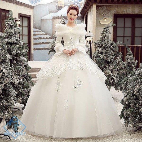 ウエディングドレス 長袖 花嫁 ドレス 二次会 プリンセス 結婚式 披露宴 ブライダル ロングドレス