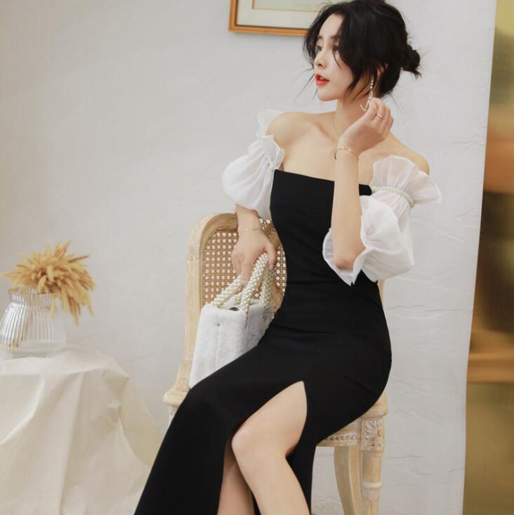 売れ この価格はもう二度と！ロング丈ワンピース スリットワンピース 袖あり フォーマル お呼ばれ 結婚式 通勤 OL Aライン タイトワンピース 上品 オフィスレディー 二次会 きれいめ レデイース