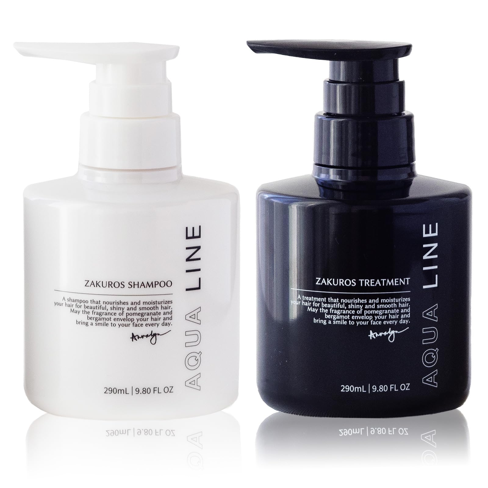 AQUA LINE(アクアライン) ザクロスシャンプー・トリートメントセット 各290ml ザクロアールグレイの香り 香水シャンプー 無添加 オーガニック ノンシリコン アミノ酸 濃密泡 ダメージヘア