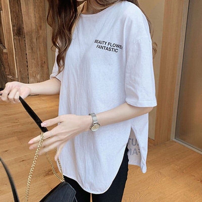 クルーネックトップスTシャツ トップス カジュアル アンダーウェア 体型カバーチュニック使える！シフォンブラウスシンプル無地Tシアーシャツ