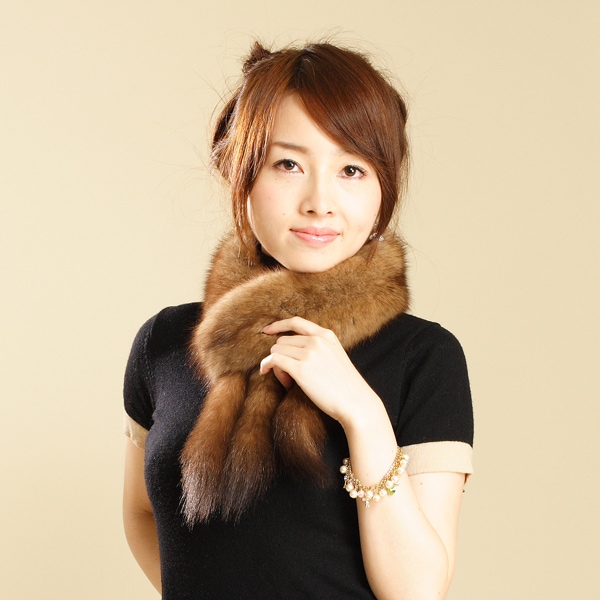 ロシアンセーブルファーマフラー ナチュラルカラー 毛皮 ファーのALFURNO