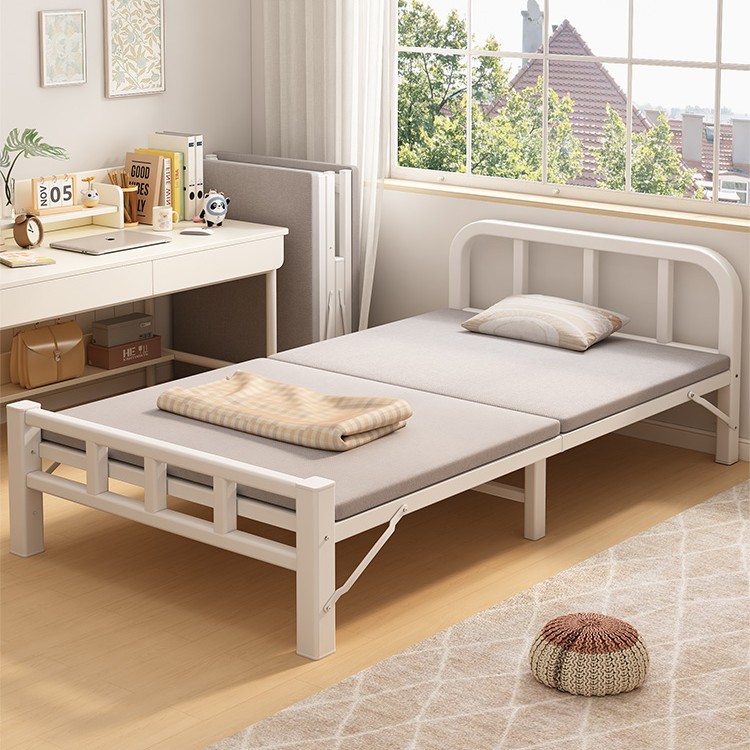 折りたたみシングルベッド家庭用シンプルなランチブレイクスモールベッド1m 2エキストラベッド大人の寮レンタルダブルハードプレート鉄ベッド