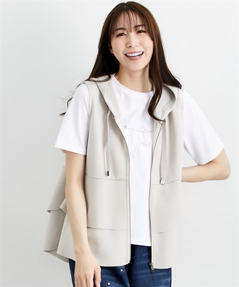 ベスト ２段フリルフード付ベスト 大きいサイズ有 Hana服