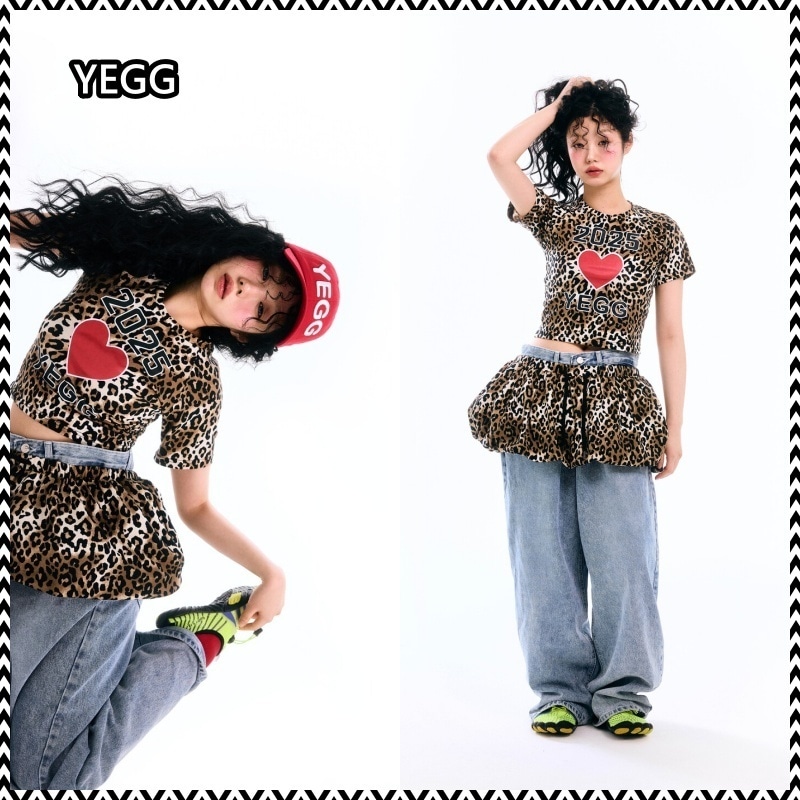 YEGG Leopard heart Tee