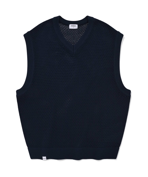 COVERNAT クロシェニットベストネイビー