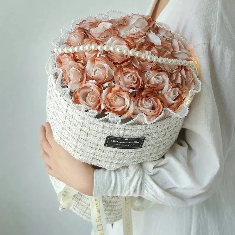 10個セットで割引価格 ボーイフレンドガールフレンド妻シミュレーションソープフラワー誕生日の女の子のための小さな砕いた氷の青いバラのブーケ kanxia2418043