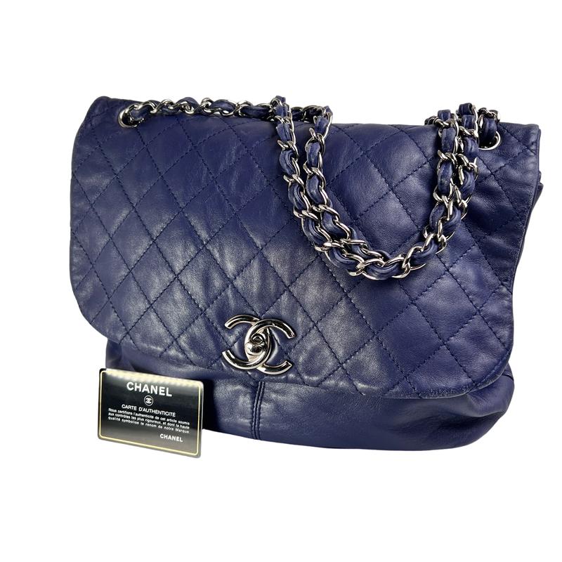 CHANEL シャネル マトラッセ ココマーク レザー ハンドバッグ ブルー A-12660