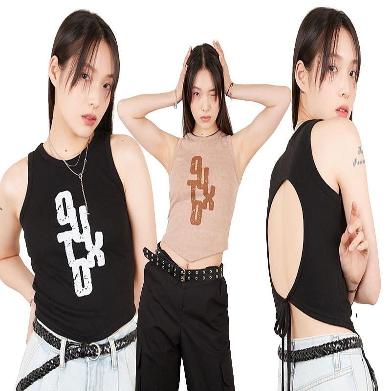 韓国の人気ブランド BACK OPEN TOP - BEIGE / BLACK 2色