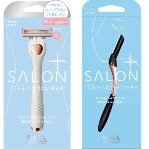 【セット買い】Schick(シック) サロンプラス トーンアップ ボディシェーバー ホルダー(刃付き) カミソリ 女性 + サロンプラス トーンアップ フェイススムーサー ホルダー(刃付き) 4,912円