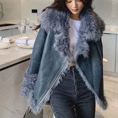 ブルゾン ジャケット秋冬 アウタ プードルファージャケットもこもこプードルボア風ふわふわファーコート3