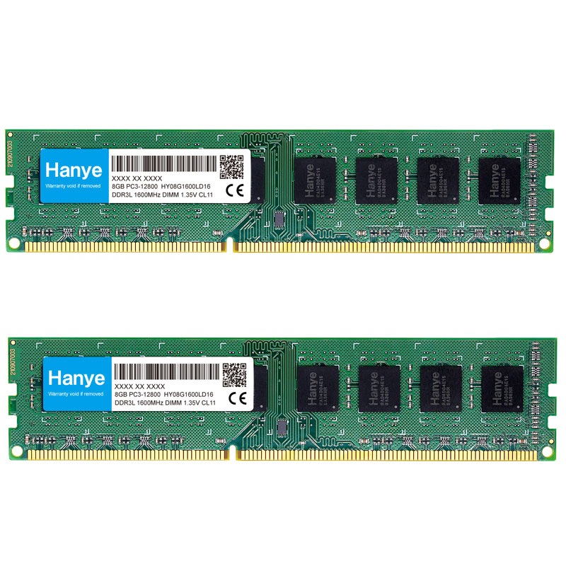 デスクトップPC用メモリ Hanye DDR3L-1600 PC3L-12800 16GB(8GBx2枚) DIMM 1.35V HY08G1600LD16【5年保証】