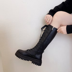 大人気! 甘辛MIX 5cm ヒール ロングブーツ 靴 美脚 脚長 色っぽ 女っぽ カジュアルフェイクきれいめ 大人っぽ 上品 お姉さんエコゆったり フェミニン秋冬