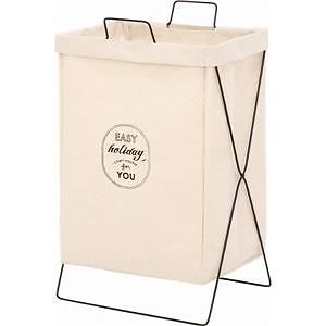 ランドリーバスケット/洗濯物ボックス アイボリー 幅37cm 横型取手付き 綿麻素材 バスルーム 脱衣所 リビング 6個セット