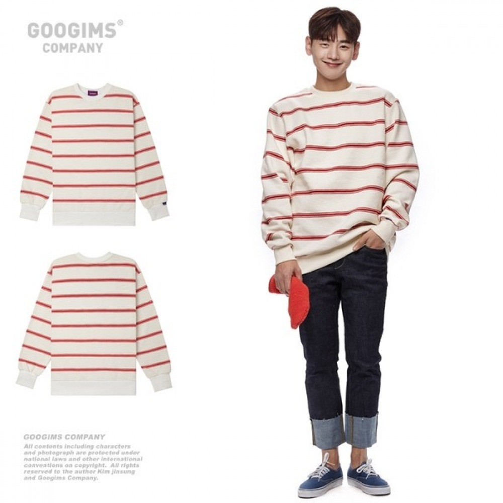 (グーギンズ) Gugims 1226_ストライプ起毛スウェットシャツ_オーバーフィット