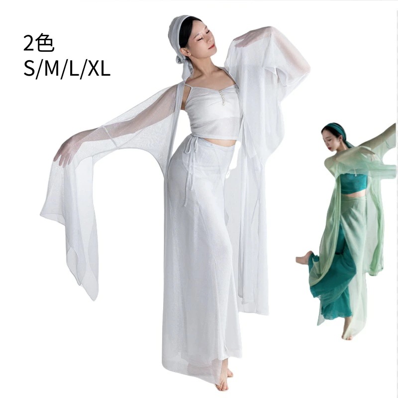 古典ダンスウェア 透け感羽織り 中華古典衣装 ダンスパンツ ダンス衣装セット レディースダンスウェア ダンス練習着 団服 レッスン着 舞台衣装 ステージ衣装 イベント コンクール 古典ダンス/ヨガ/バ