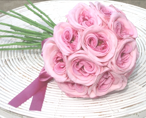 ラウンドブーケ＆コサージュセット ピンク（イベットローズ）