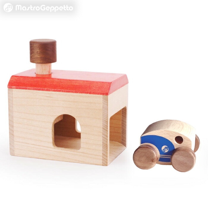 木のおもちゃ おしゃれ 飛び出す おもちゃ 車 車庫 セット ガレージ 木製玩具 日本製 転がる コロコロ 競走 ミニカー 片付け 青 ナチュラル 男の子 女の子 孫 幼児 子供 かわいい 誕生日 5,940円