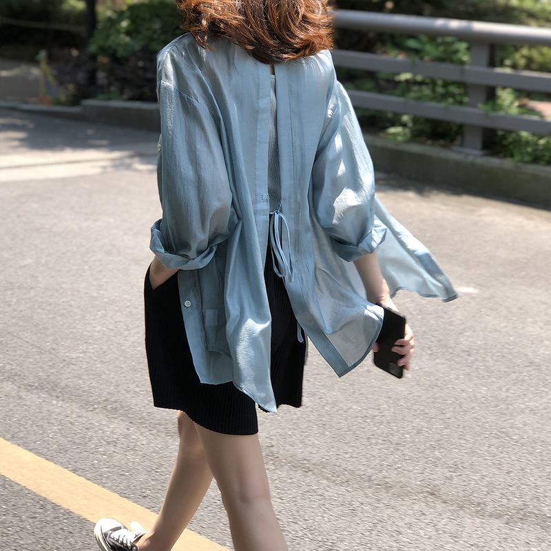 レディース シャツ ミモレ 長袖 襟付き ストレート かわいい 大人可愛い きれいめ シンプル カジュアル 上品 おしゃれ エレガント 存在感 とろみ感 抜け感 ナチュラル 無地 春 夏 秋 学生 5,724円