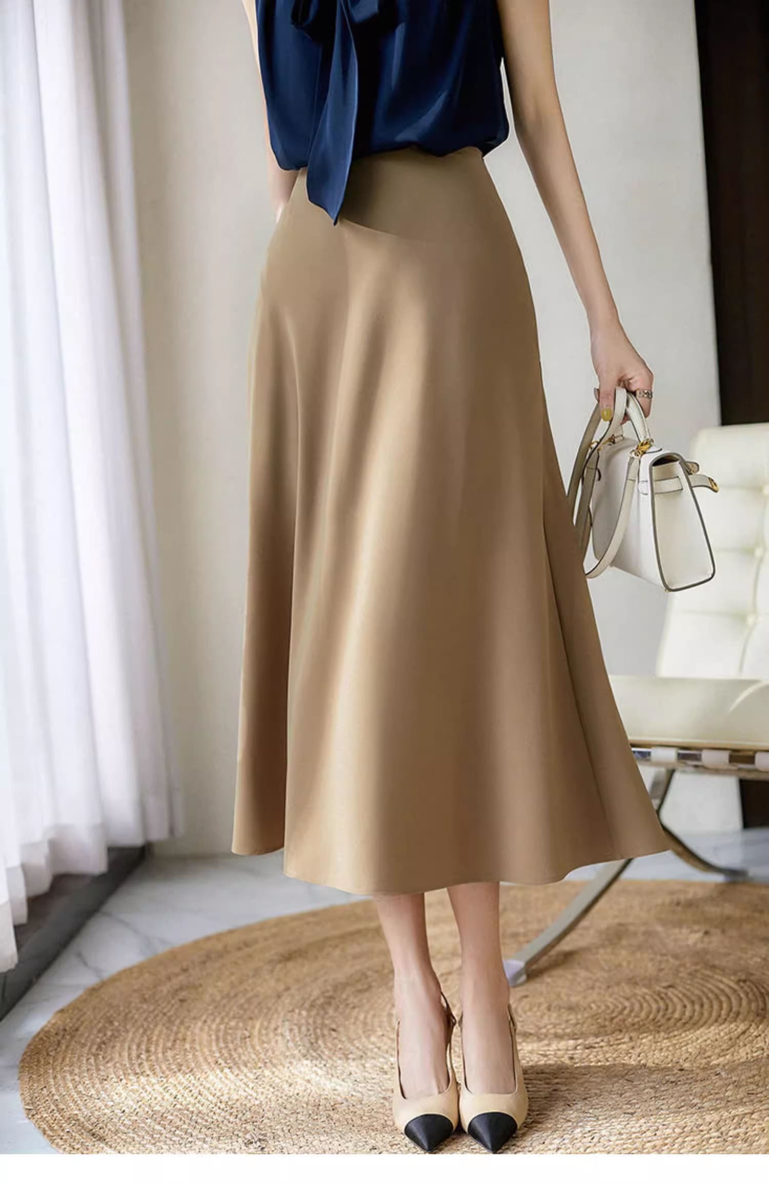 スカート 膝丈 ひざ丈 膝下 ミモレ ミモレ丈 フレア セミフレア 大人可愛い きれいめ シンプル 大人 上品 おしゃれ お洒落 大人女子 こなれ感 キュート 存在感 美容師