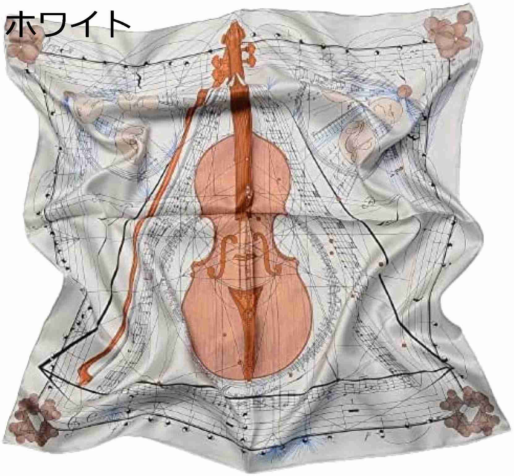 【20%OFFクーポン～】スカーフ 100% ネッカチーフ 90cm 正方形 バイオリン おしゃれ カジュアル リボンスカーフ ヘアバンド 髪飾り バッグ用 小物 通勤 紫外線対策 春秋 贈り物 レデ