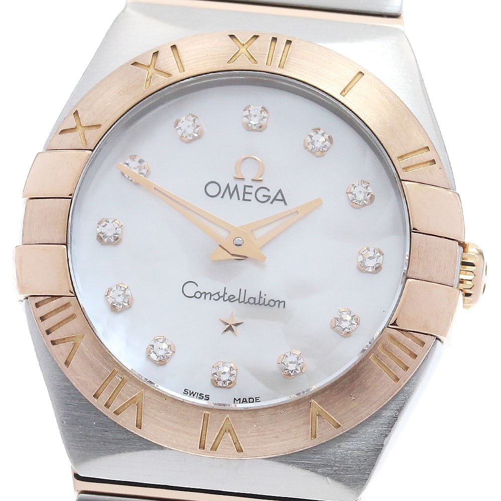 オメガ OMEGA 123.20.24.60.55.001 コンステレーション ブラッシュ 12Pダイヤ クォーツ レディース 保証書付き_956167【中古】