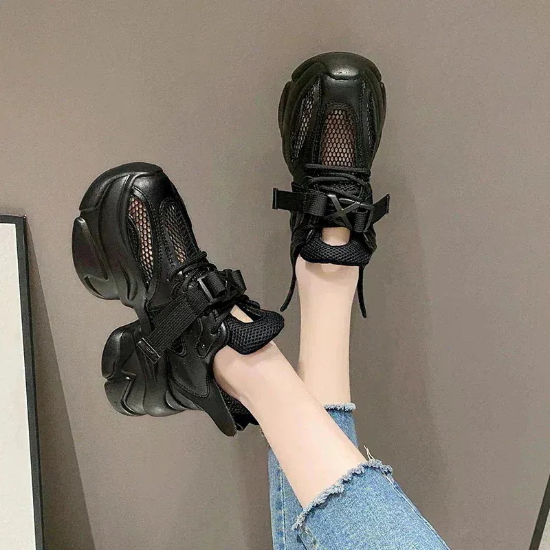 每日更新24 スニーカー 厚底靴松糕靴 レディース 軽量百掛け スニーカー 8CM 厚底シューズ母の日