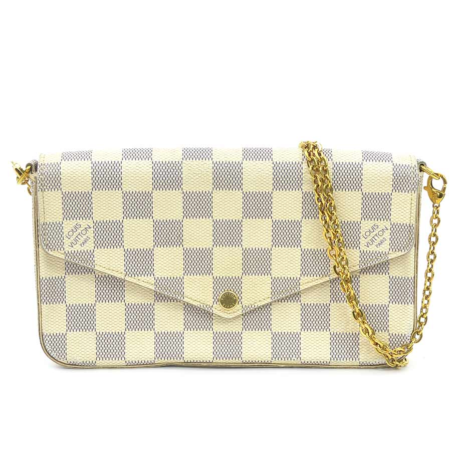 ルイ ヴィトン LOUIS VUITTON チェーンウォレット ダミエ アズール ポシェット フェリシー ダミエアズールキャンバス ホワイト系 レディース N40491 r10827a