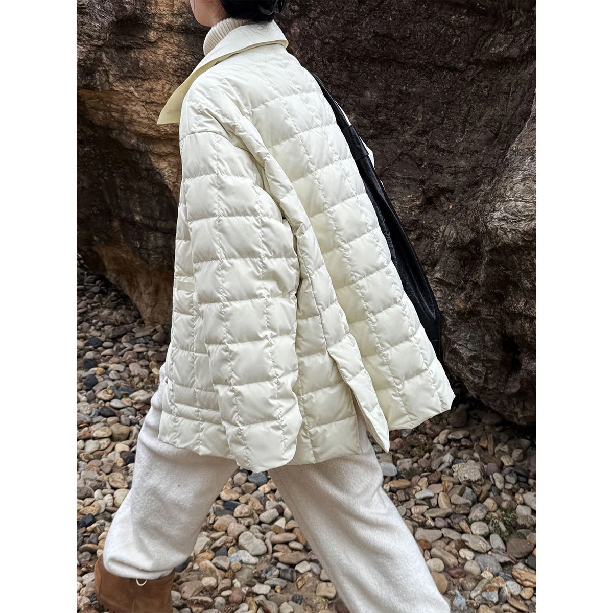 秋冬新国家標準90ホワイトダックダウンスクエアキルティングチェック柄ジャケット女性用2025新多目的トップスy71