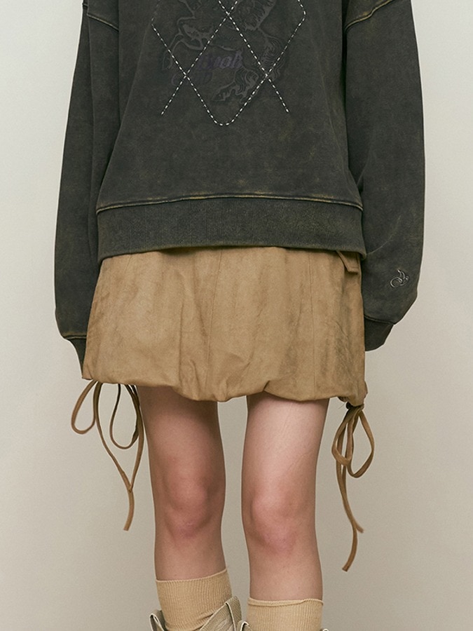 COLLECTION SUEDE PUMPKIN SKIRT [LIGHT BEIGE]
