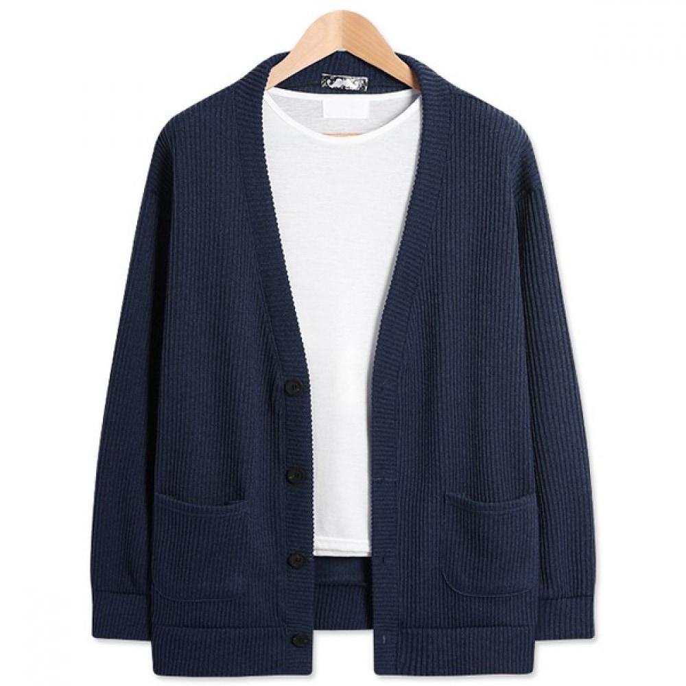 (TOPBOY) ユニセックスデイリーリブ付きオーバーフィットカーディガン (LW026)