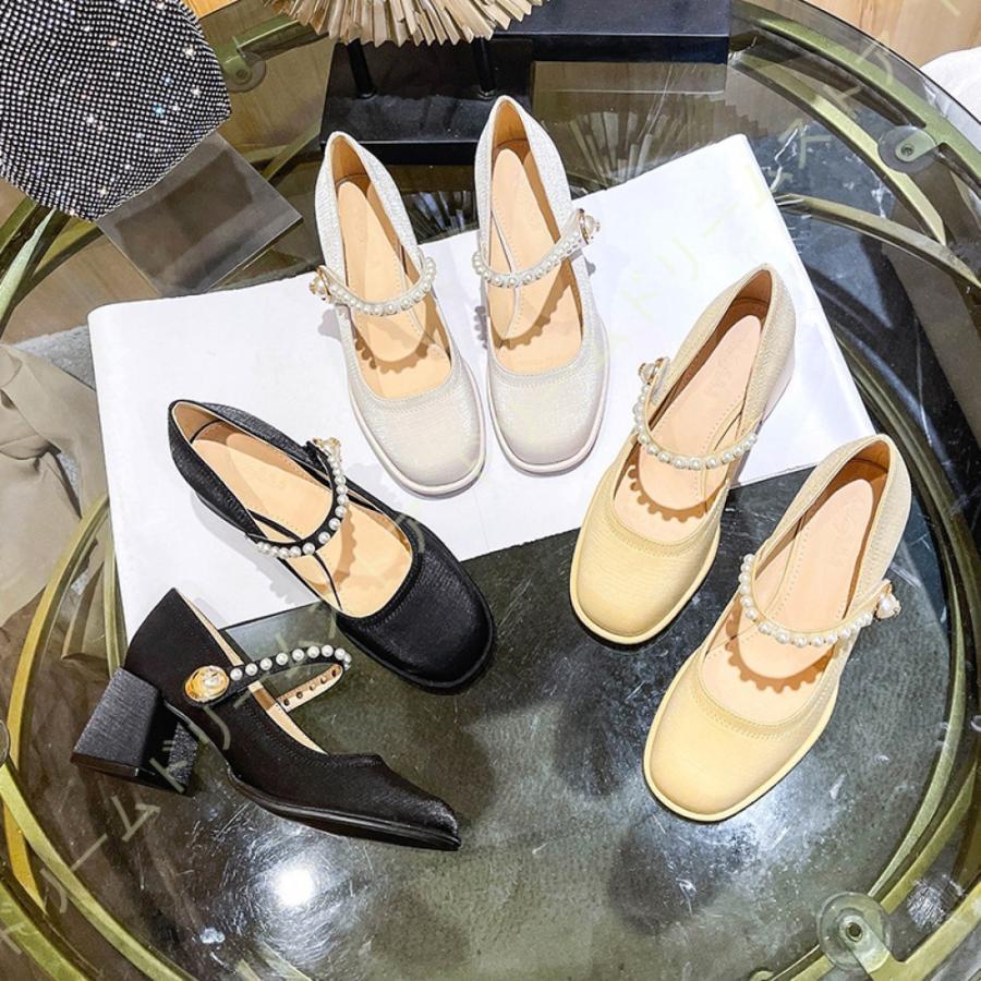 高品質大割引ストラップ パンプス チャンキーヒール 太ヒール レディース ハイヒール 美脚 黒 ブラック ラウンドトゥ パンプス 歩きやすい 歩きやすい 春 夏 秋 冬