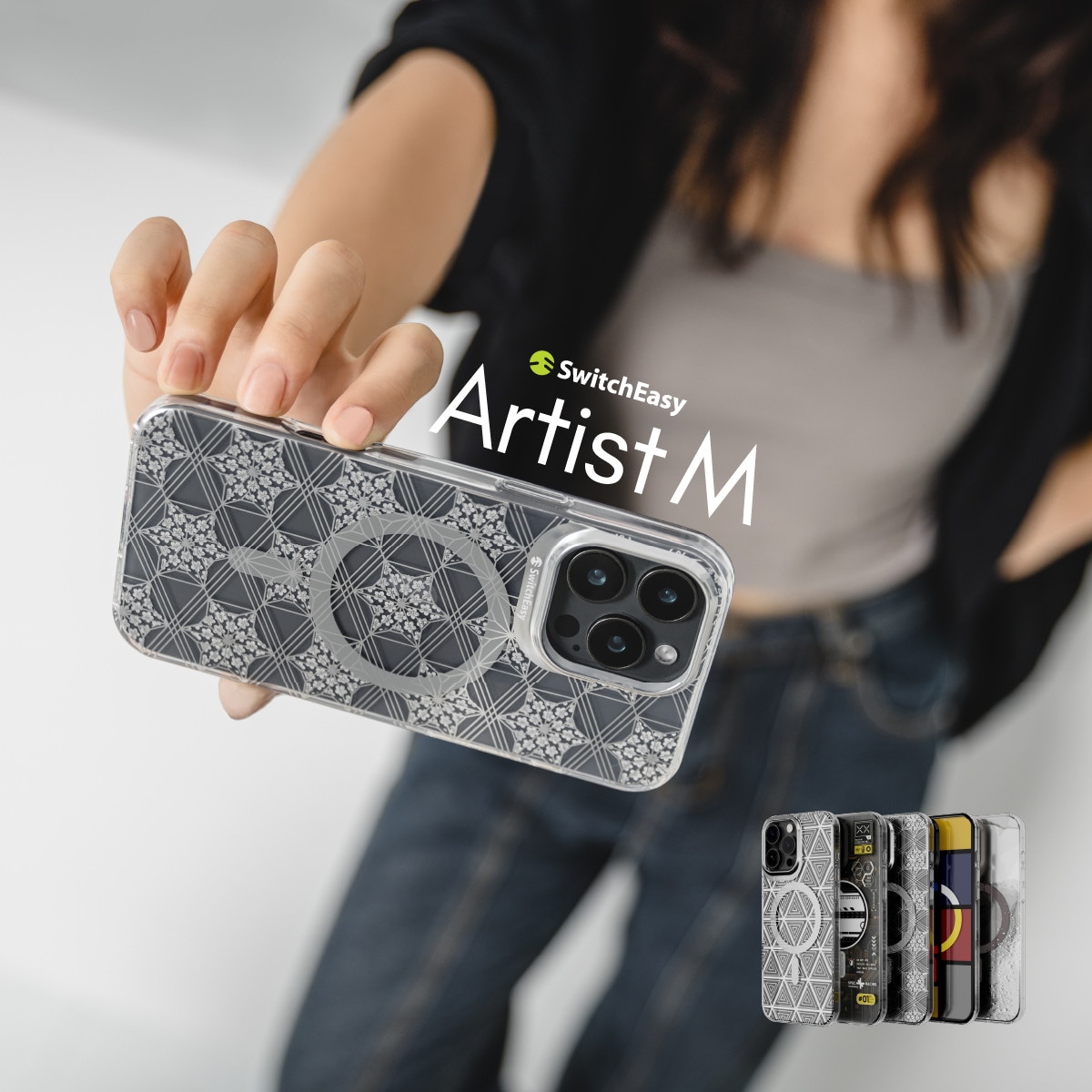 iPhone 16 Pro 対応 ケース MagSafe 対応 クリア オシャレ イラスト アート 柄 耐衝撃 スマホケース おしゃれ マグセーフ スマホカバー Artist M