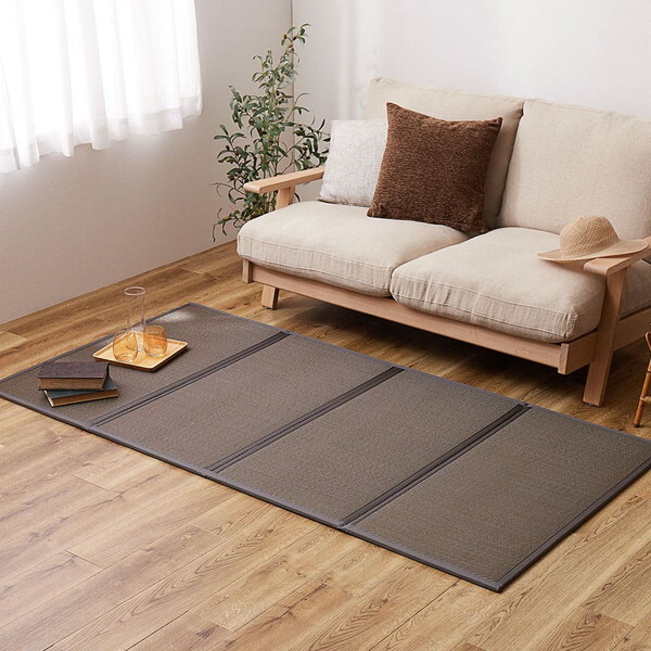 159065900 折り畳める 水拭きできる畳マットレス 綾模様 シングル 100×200×1.1 ブラウン メーカー直送