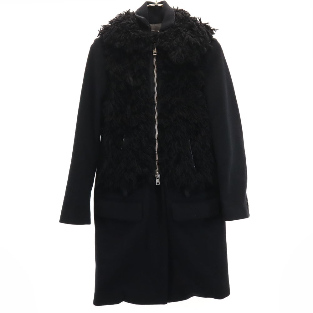 サカイ 日本製 メルトン コート 2 ブラック Sacai レディース