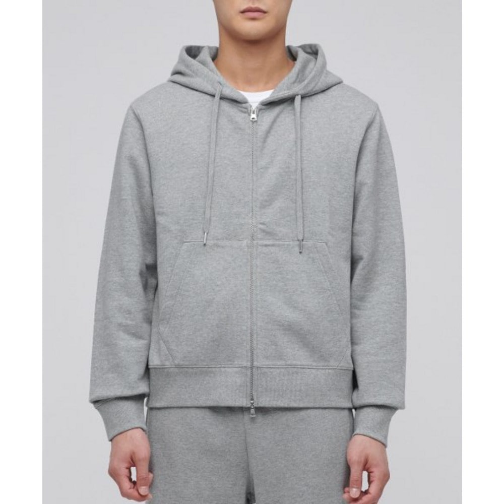 無神社スタンダードフーディッドスウェット集業ショート丈メランジグレー